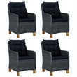 Afuera Living Contemporary Solid Wood Dining Set in Dark Gray