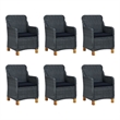 Afuera Living Contemporary Solid Acacia Wood 7 Piece Dining Set in Dark Gray