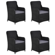 Afuera Living Contemporary Solid Wood Dining Set in Black/Dark Gray