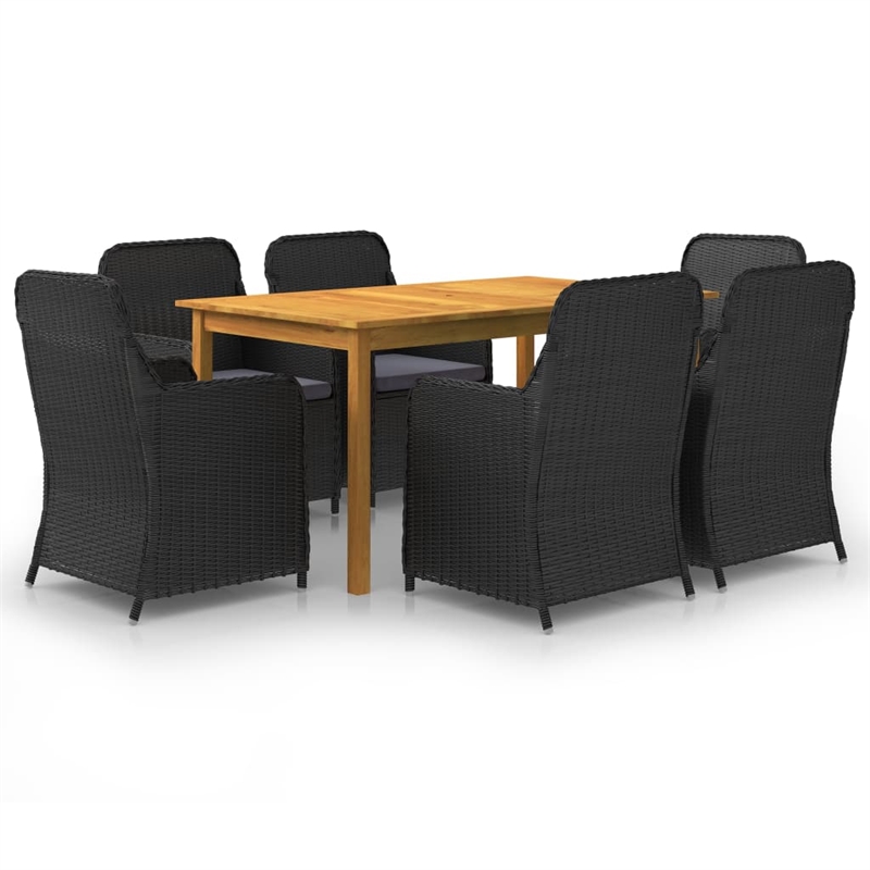 Afuera Living Contemporary Solid Wood Dining Set in Black/Dark Gray