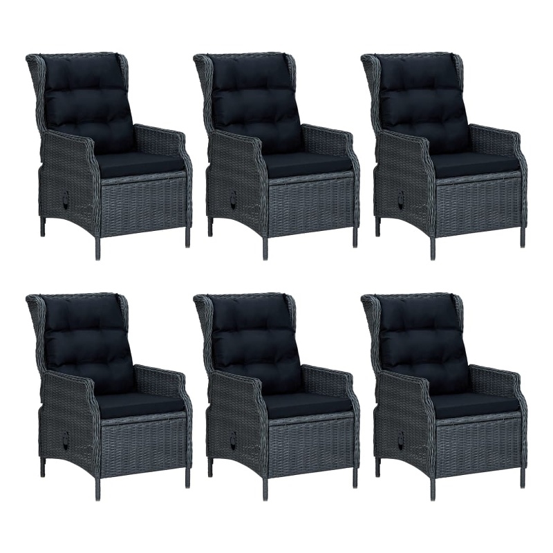 Afuera Living Contemporary 7 Piece Dining Set in Dark Gray/Black