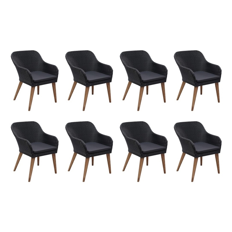 Afuera Living Contemporary Solid Wood Dining Set in Black/Dark Gray