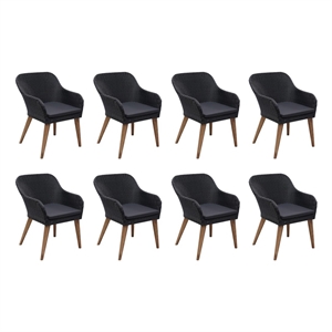 Afuera Living Contemporary Solid Wood Dining Set in Black/Dark Gray