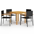 Afuera Living Contemporary Solid Wood Dining Set in Brown and Black