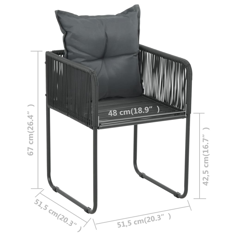 Afuera Living Contemporary Synthetic PVC Dining Set in Black/Dark Gray