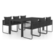 Afuera Living Contemporary Synthetic PVC Dining Set in Black/Dark Gray