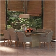 Afuera Living Contemporary Synthetic Poly Rattan PE Rattan Dining Set in Brown