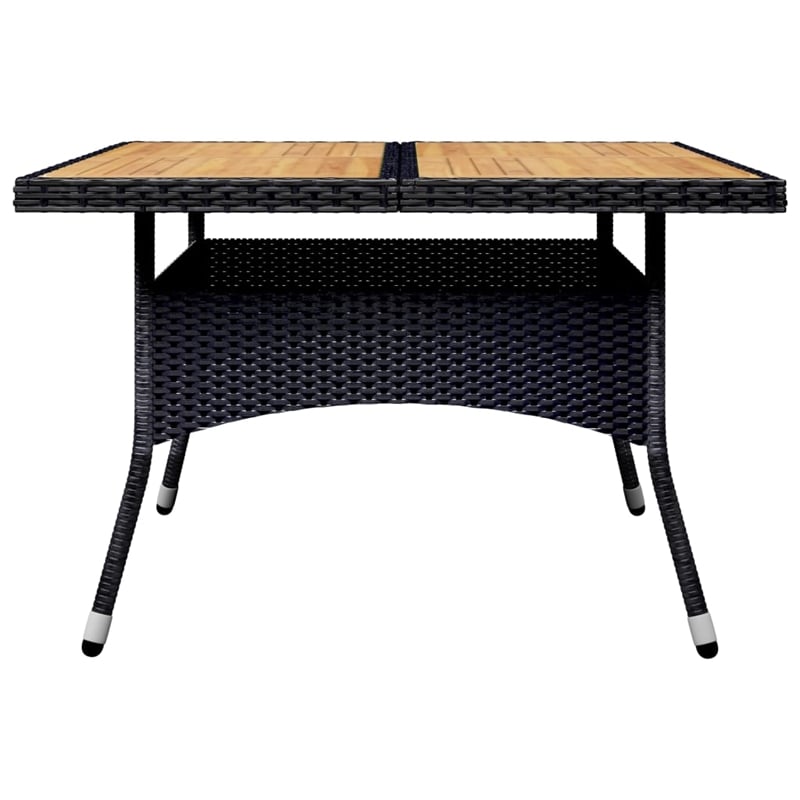 Afuera Living Contemporary Synthetic Poly Rattan Dining Set in Black and Cream