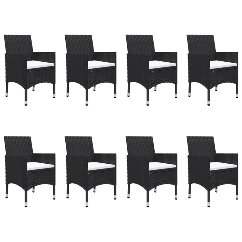 Afuera Living Contemporary Synthetic Poly Rattan Dining Set in Black and Cream