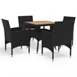 Afuera Living Contemporary Synthetic Poly Rattan Dining Set in Black and Brown