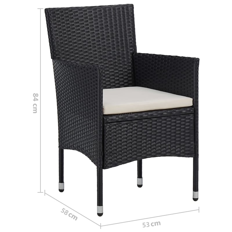 Afuera Living Contemporary Synthetic Poly Rattan Dining Set in Black and Brown