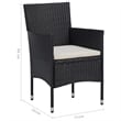 Afuera Living Contemporary Synthetic Poly Rattan Dining Set in Black and Brown