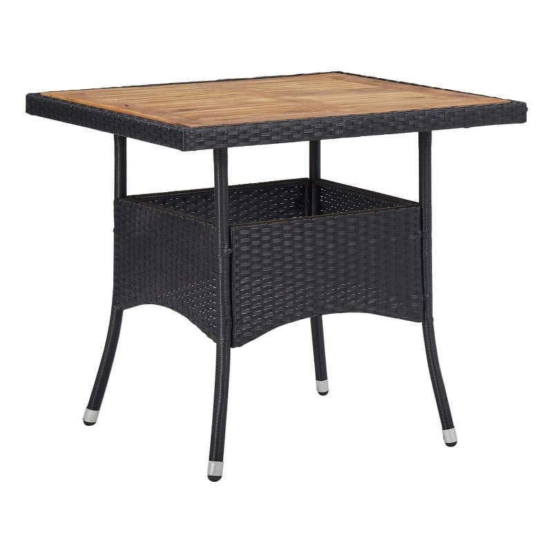 Afuera Living Contemporary Synthetic Poly Rattan Dining Set in Black and Brown