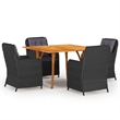 Afuera Living Contemporary Solid Acacia Wood Dining Set in Black/Dark Gray