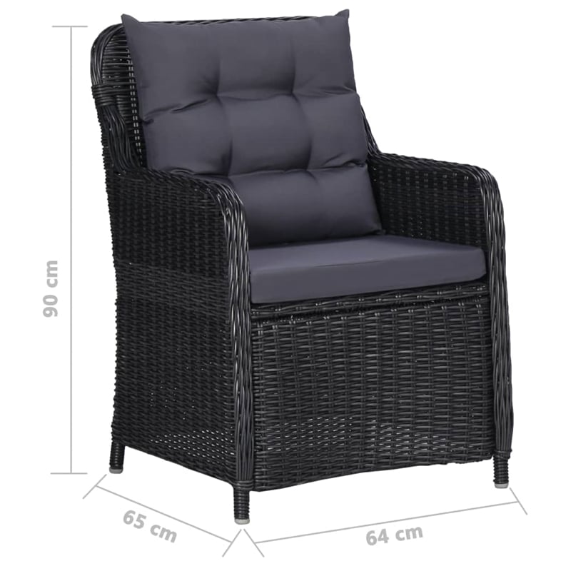 Afuera Living Contemporary Solid Acacia Wood Dining Set in Black/Dark Gray