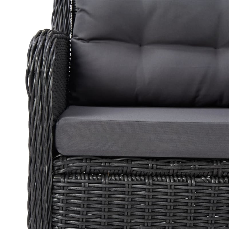 Afuera Living Contemporary Solid Acacia Wood Dining Set in Black/Dark Gray