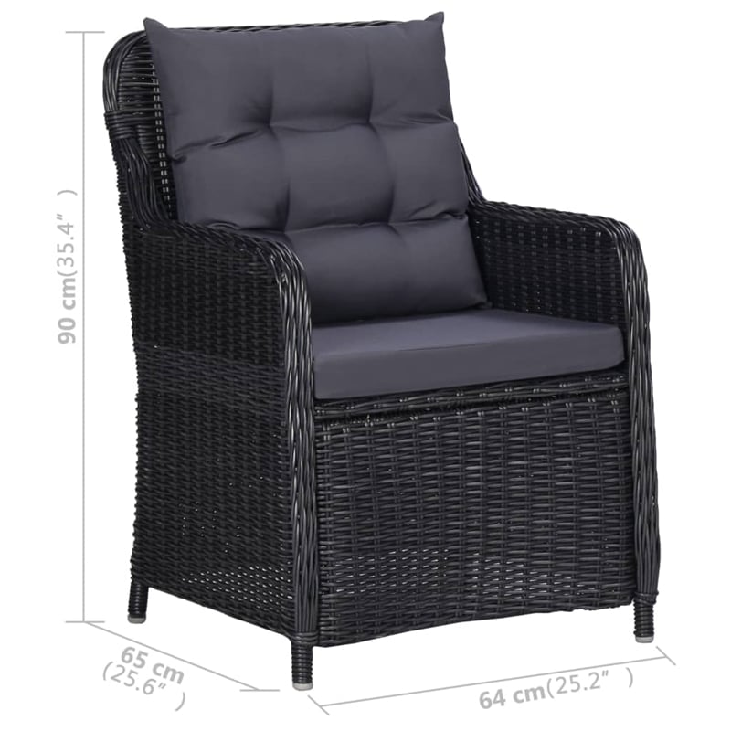 Afuera Living Contemporary Solid Acacia Wood Dining Set in Black/Dark Gray