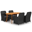 Afuera Living Contemporary Solid Wood Dining Set in Black/Dark Gray