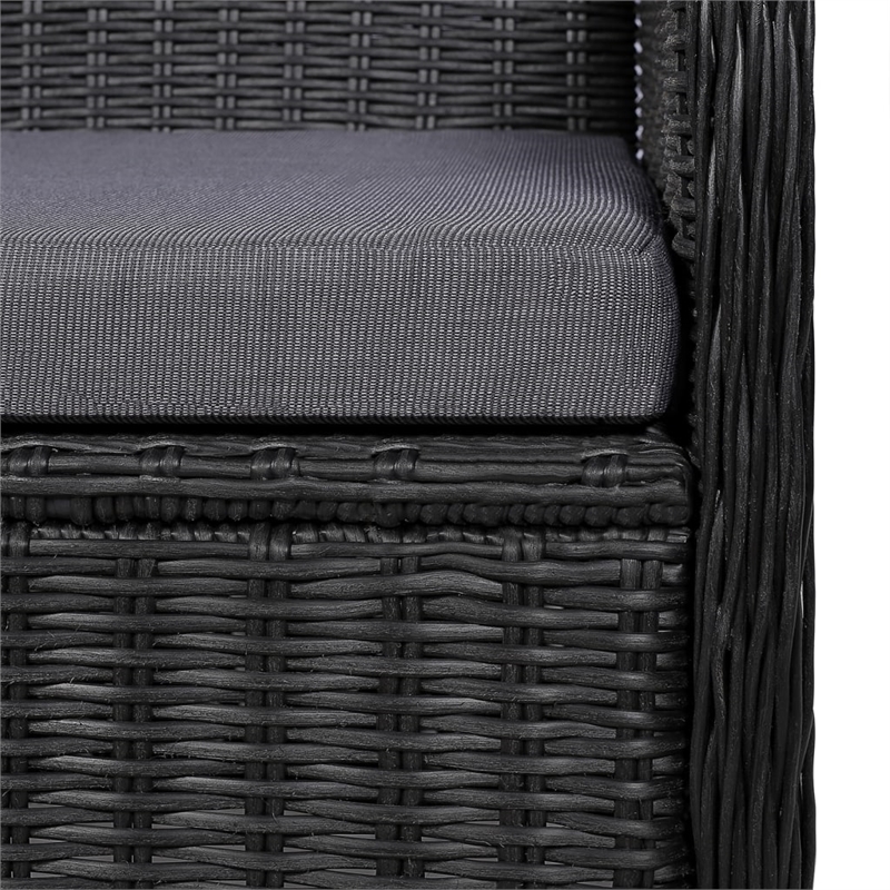 Afuera Living Contemporary Solid Wood Dining Set in Black/Dark Gray