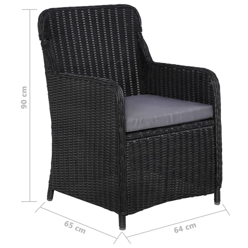 Afuera Living Contemporary Solid Wood Dining Set in Black/Dark Gray