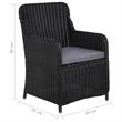 Afuera Living Contemporary Solid Wood Dining Set in Black/Dark Gray