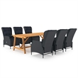 Afuera Living Contemporary Solid Wood Dining Set in Dark Gray/Black