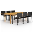 Afuera Living Contemporary Solid Wood Dining Set in Brown and Black