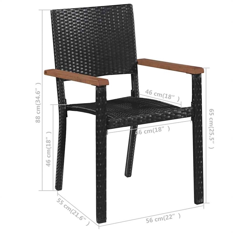 Afuera Living Contemporary Solid Wood Dining Set in Brown and Black