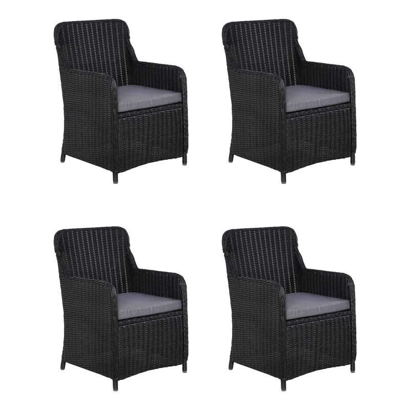 Afuera Living Contemporary Solid Wood Dining Set in Black/Dark Gray