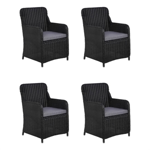 Afuera Living Contemporary Solid Wood Dining Set in Black/Dark Gray