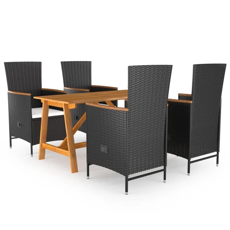 afuera living contemporary solid wood dining set in black and cream