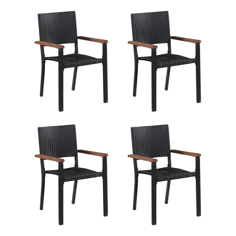Afuera Living Contemporary Solid Wood Dining Set in Black and Brown