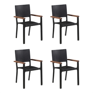 Afuera Living Contemporary Solid Wood Dining Set in Black and Brown