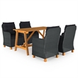 Afuera Living Contemporary Solid Wood Dining Set in Dark Gray/Black