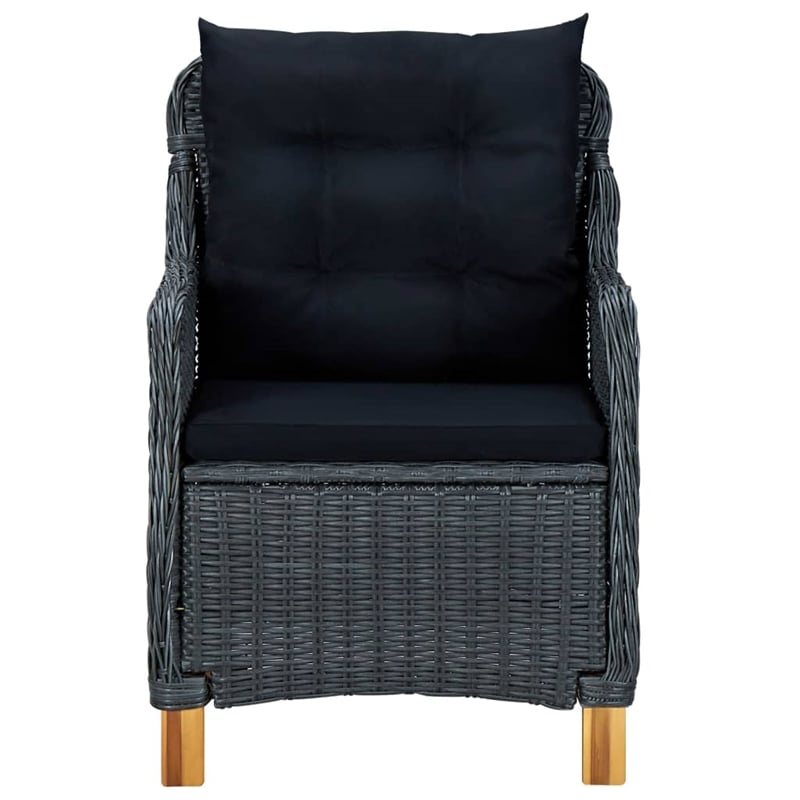 Afuera Living Contemporary Solid Wood Dining Set in Dark Gray/Black