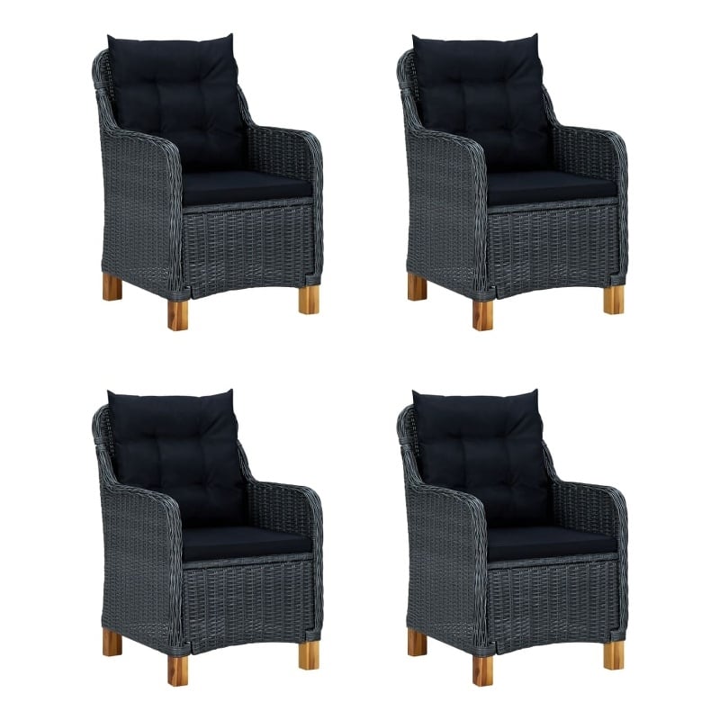 Afuera Living Contemporary Solid Wood Dining Set in Dark Gray/Black