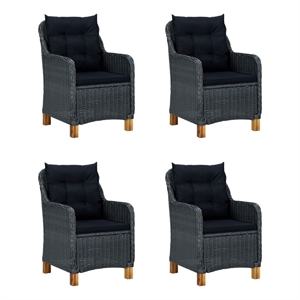 Afuera Living Contemporary Solid Wood Dining Set in Dark Gray/Black