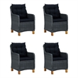 Afuera Living Contemporary Solid Wood Dining Set in Dark Gray/Black