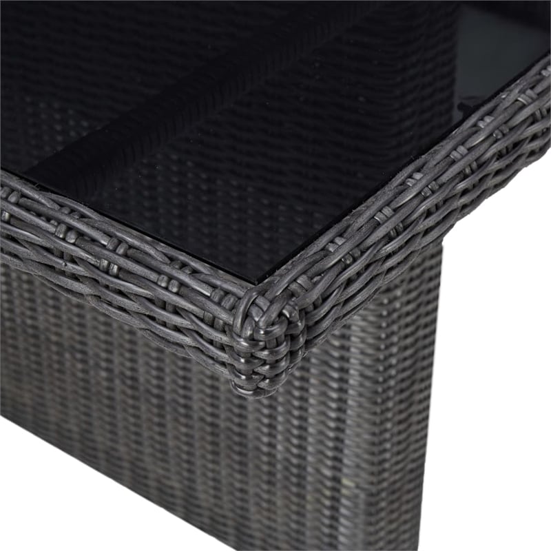 Afuera Living Contemporary 7 Piece Patio Dining Set Poly Rattan in Black