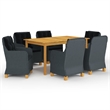 Afuera Living Contemporary 7 Piece Outdoor Dining Set in Gray
