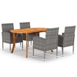 Afuera Living Contemporary Dining Set in Anthracite/Dark Gray