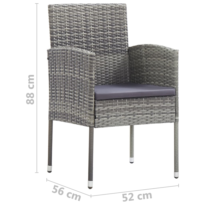 Afuera Living Contemporary Dining Set in Anthracite/Dark Gray
