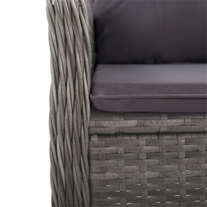 Afuera Living Contemporary Poly Rattan 3-Piece Garden Dining Set in Gray