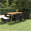 Afuera Living Contemporary Solid Acacia Wood 9 Piece Dining Set in Black
