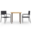 Afuera Living Contemporary Solid Acacia Wood Compact Dining Set in Black
