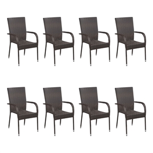 Afuera Living Contemporary PE Rattan Large Stackable Dining Set in Brown
