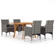 Afuera Living Contemporary Solid Acacia Wood Standard Dining Set in Gray