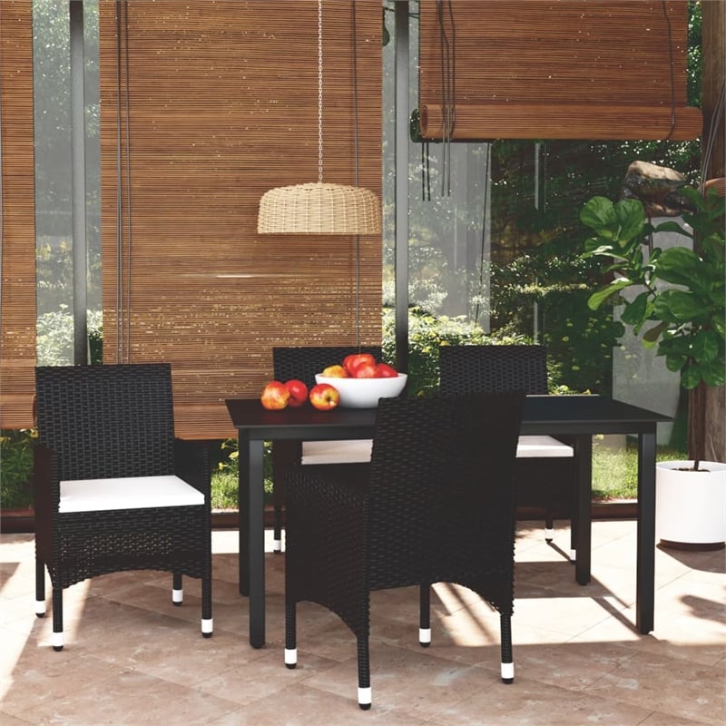 Afuera Living Contemporary Dining Set Chair in Black/Cushion Cream White