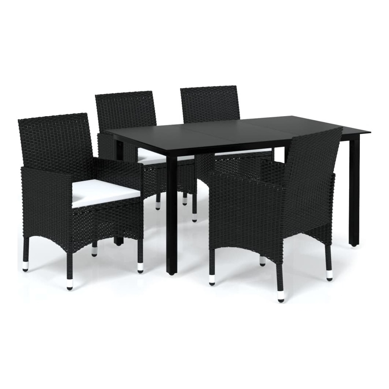 Afuera Living Contemporary Dining Set Chair in Black/Cushion Cream White
