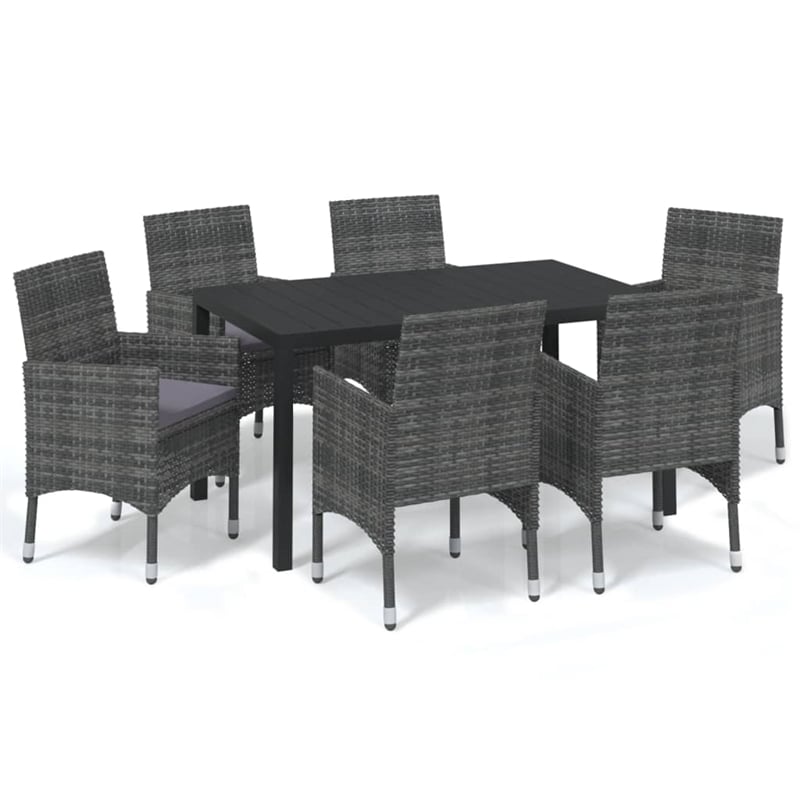 Afuera Living Contemporary Poly Rattan & Steel Medium Dining Set in Gray